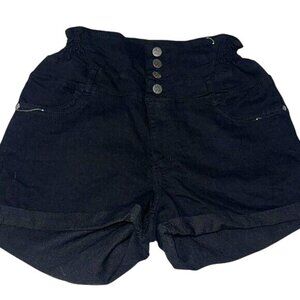 Always Friday Womens High-Waist Black Button Shorts Size 17